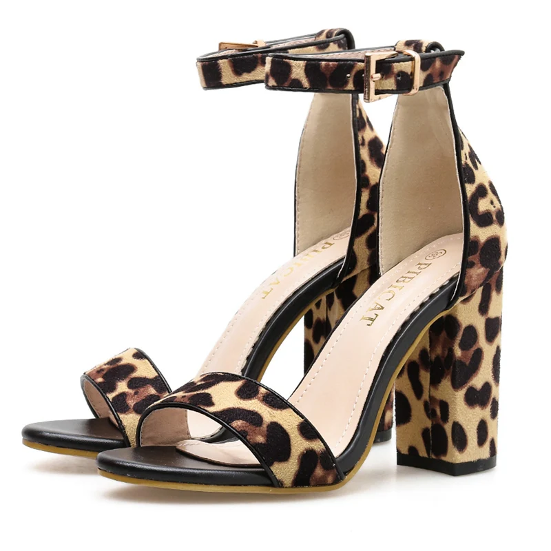 

2019 Women Luxury Summer 10cm High Heels Prom Block Heels Leopard Sandals Lady Open Toe Pumps Female Chunky Fetish Strappy Shoes