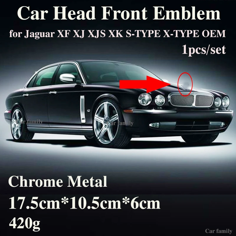 

1PCS Front Hood Head Badge Covers For Jaguar XF XJ XJS XK S-TYPE X-TYPE OEM Car Styling Original Design Accessorie Car Emblem