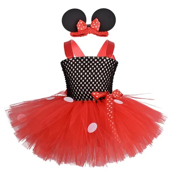 

Girls Polka Dots Minnie Mouse Dress with Headband Kids Costume Fancy Birthday Party Tutu Dress Outfits for Baby Girls Toddlers