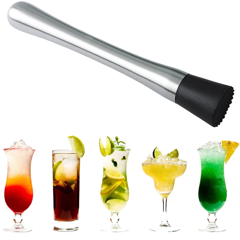 Muddler Crushed Ice Barware Tool Crushing Hammer Stainless Steel Wine Mixing Stick Cocktail DIY Drink Fruit Handle Barware Tools