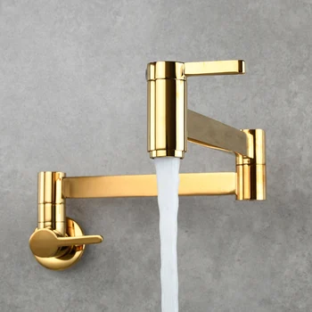 

Kitchen Faucet Tap Double Switch Basin Cold Water Spout Easy Install Splash Proof Sink Modern Bathroom Wall Mount Folding Arm