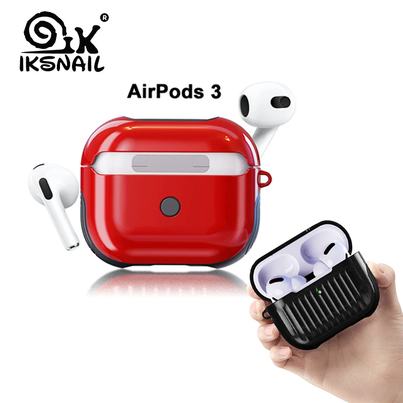 Чехол IKSNAIL для AirPods 3 роскошный глянцевый Жесткий чехол с Bluetooth беспроводная