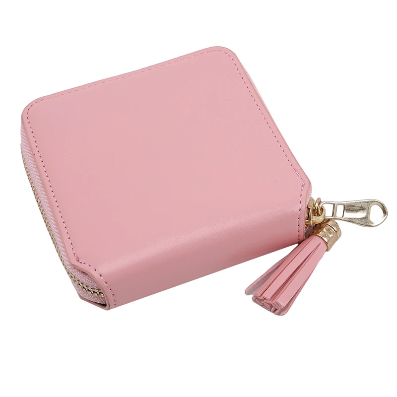 pink Милый кошелек на молнии, кошелек для девочек, короткие женские кошельки с кисточками, модные трендовые дамские портмоне, держатель для карт, кошельки, кошельки - Цвет: pink
