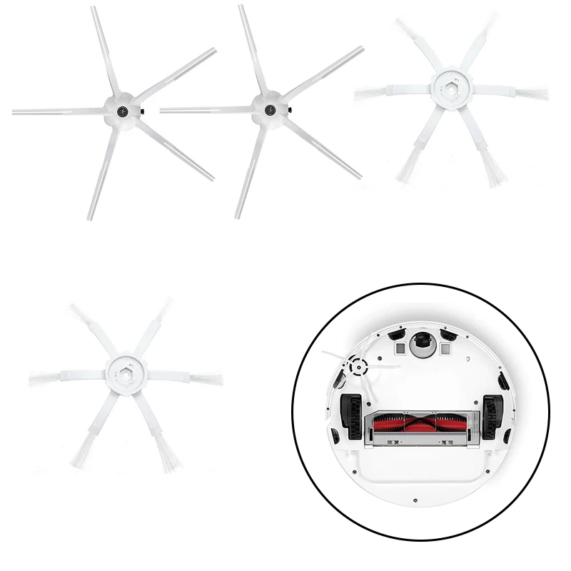 4pcs Vacuum Sweeper Soft Silicone Bristle Side Brushes Set For Xiaomi Roborock E25 C10 S6 T6 E2 E35 Household Appliances Parts | Дом и сад