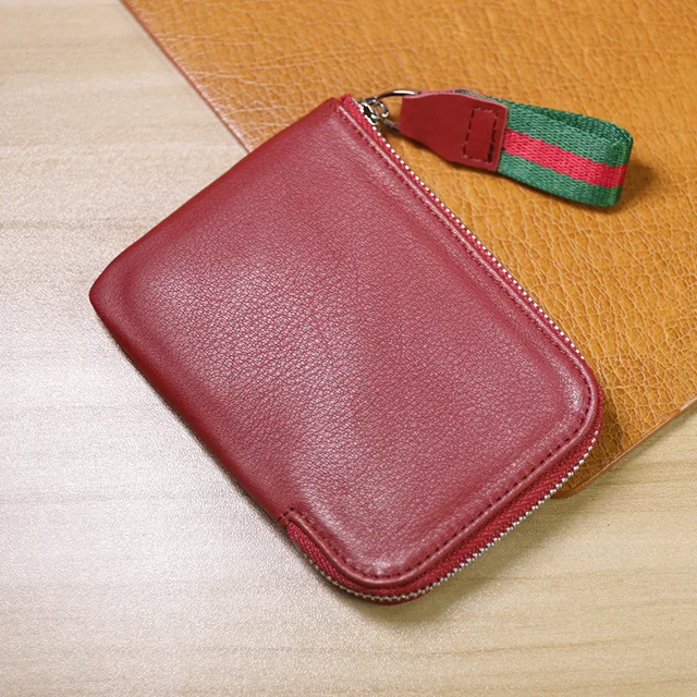 SIKU men's leather coin purses holders fashion key wallet fashion key holder Wine Red