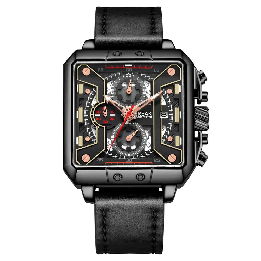 

HobbyLane Break 5645 Fashion Waterproof Quartz Wrist Watch Racing Men Students Chronograph Glow Watch