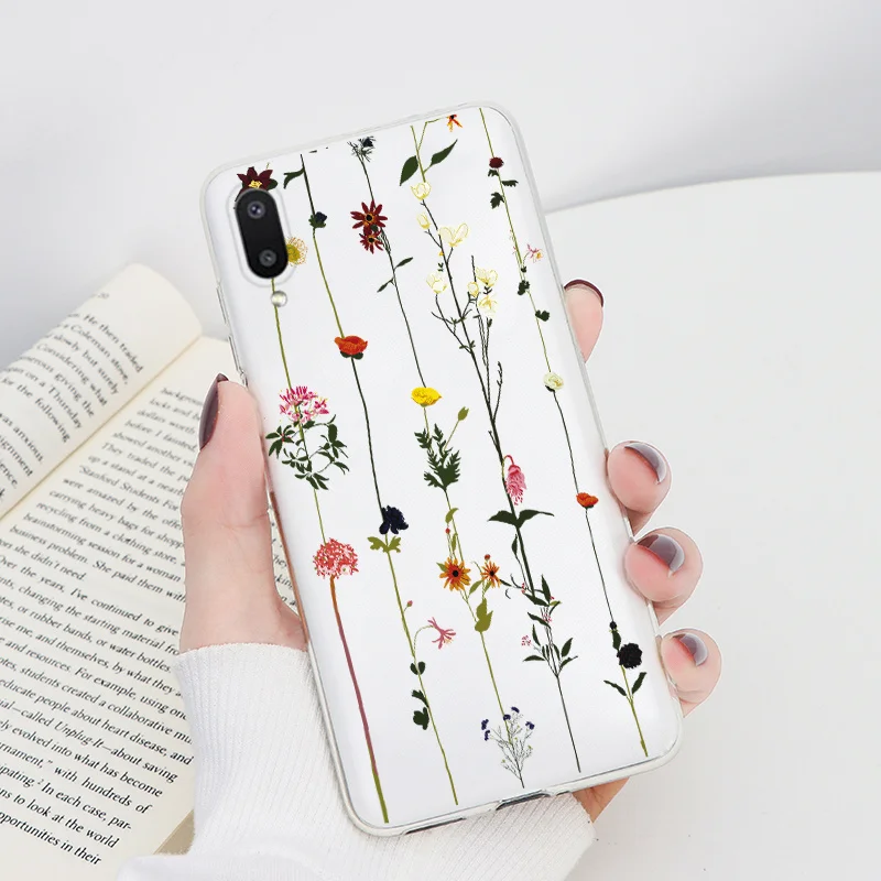 For Samsung Galaxy A02 Capa 6.5" Silicone Clear Transparent TPU Flower Animal Case For Samsung A02 A 02 A022F Bumper Fundas Etui kawaii samsung cases Cases For Samsung