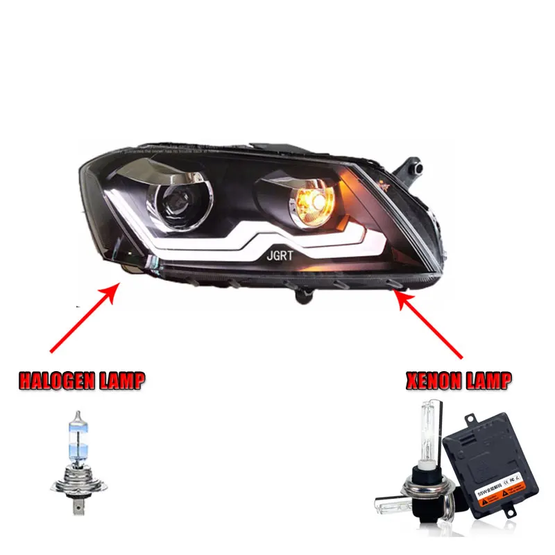 halogen high beam 2 шт. автомобильный стиль светодиодный фары для VW Passat 2012- для Passat Головной фонарь светодиодный DRL Объектив двойной луч H7 HID Xenon bi xenon объектив - Цвет: halogen high beam