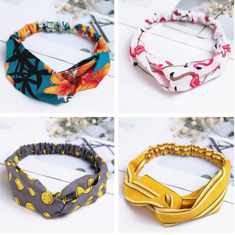 

New Bohemian cross elastic hair band for women chiffon silk headband ladies headband hair accessories sports wash headwear