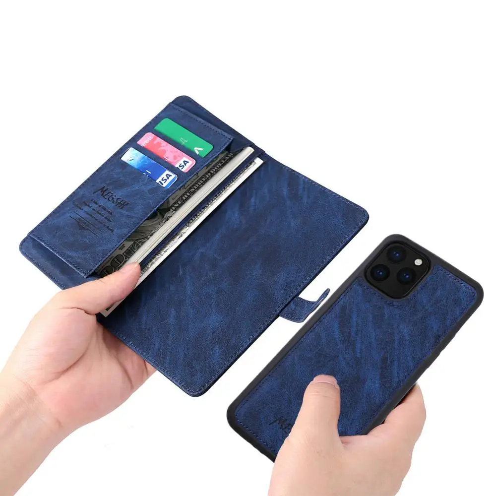 

Flip Case With Card Pocket Leather Phone Bags Wallet Cover with Detachable Magnetic Back Cover Buckle For iPhone 7 8 plus Cases