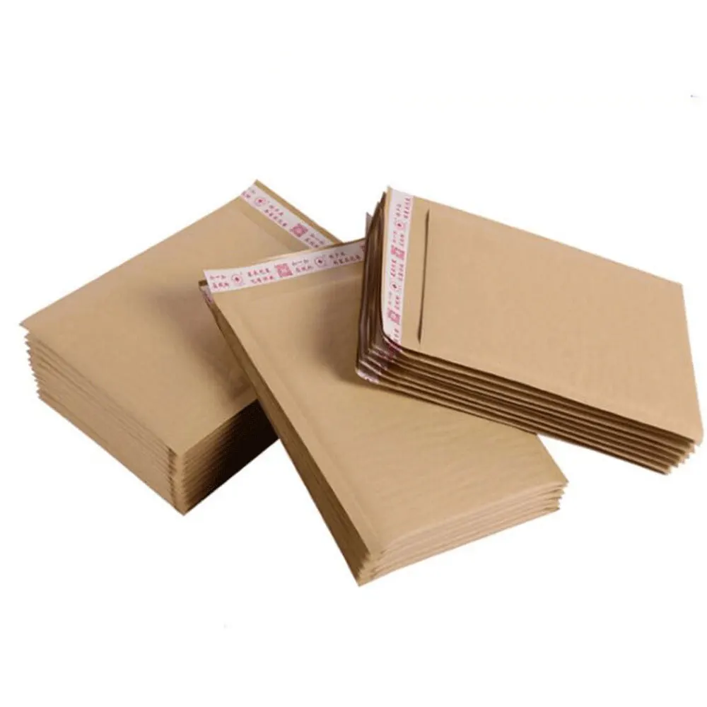 Natural Envelope De Bolha De Papel Kraft, Shockproof Mailer Bolha, Embalagem De Presente, Envio De Mailing Bags, Suprimentos De Negócios, 10Pcs