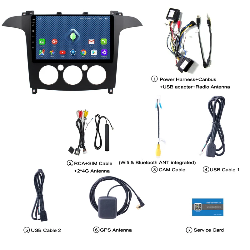 4G Lte все нетком 9 дюймов Android 8,0 полный сенсорный экран Автомобильная Мультимедийная система для Ford S-Max Galaxy 2007-2008 gps навигация