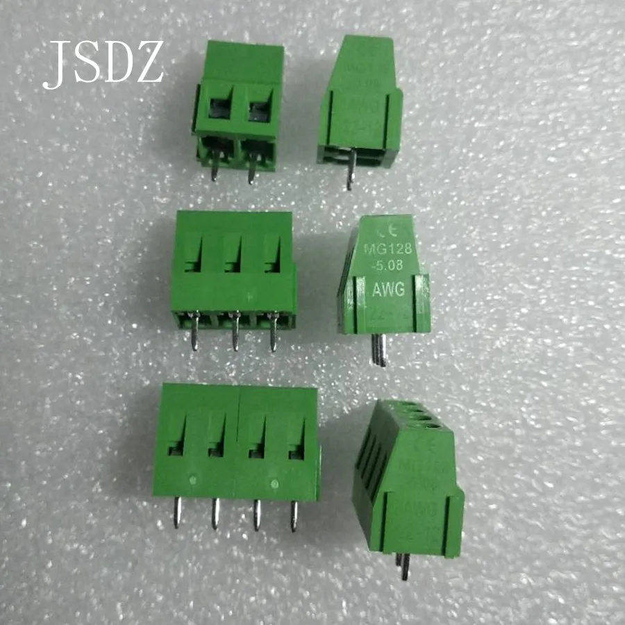 50 шт./лот Сращивание винт типа PCB 3P/4P/5P/6P расстояние 5 08 клеммы зеленая медная ножка