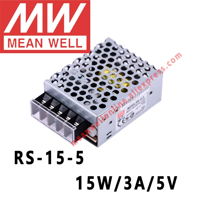 Mean Well RS 15 5 AC/DC Вт/3A/5 В единичный выход импульсный источник питания Интернет