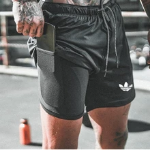 Мужские шорты для бега 2 в 1, шорты для отдыха с карманами, быстросохнущие спортивные шорты, встроенные карманы, карманы на молнии