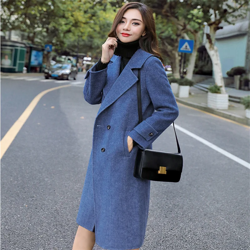 Winter Wool Coat and Jacket Women Plus Size Korean Long Jacket Warm Double Breasted Elegant Wool Coat Cashmere Vintage Coat Cape