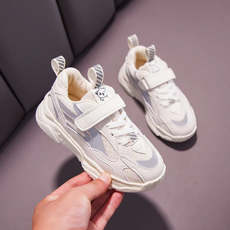 Бежевый PINSEN Autumn Sport Kids Shoes For Girls Sneakers Casual Children Shoes Boys Running Child Shoes Chaussure Enfant - Цвет: Бежевый