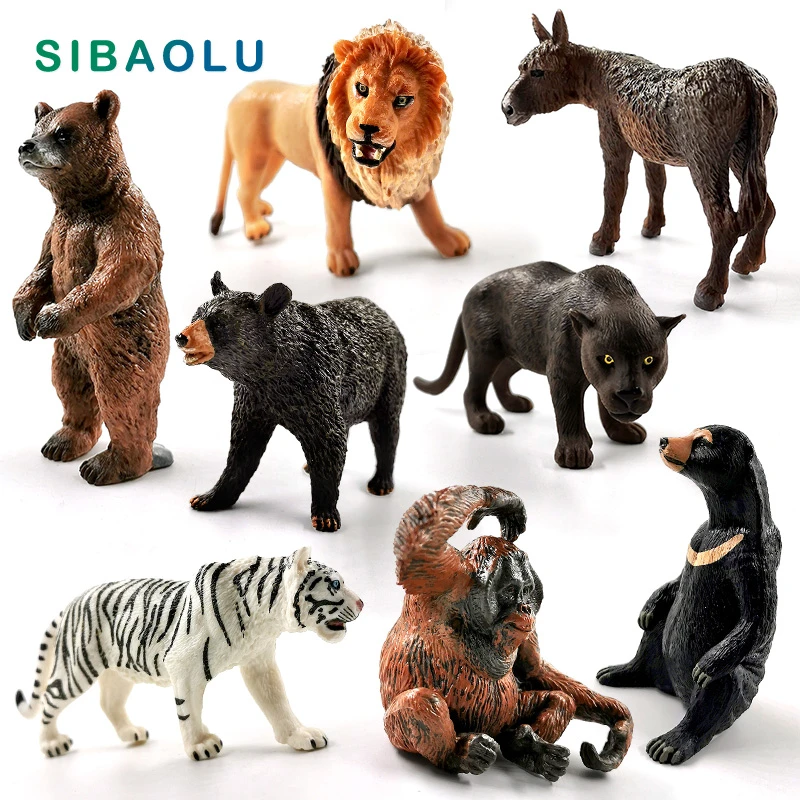クマのロバ チンパンジー ライオン 虎 ヒョウの置物 動物モデル 家の装飾 ミニチュアの妖精の庭の装飾 モダンなアクセサリー フィギュア ミニチュア Aliexpress
