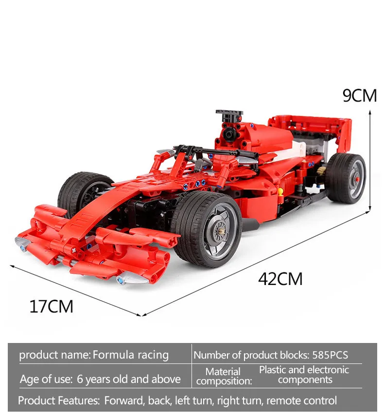 RC Technic DIY MOC 2,4 GHz эксклюзивный гонщик F1 формула гоночный автомобиль строительные блоки Модель Кирпичи Классические детские игрушки подарок