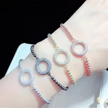 10 шт./лот высокое качество латунный браслет Pave CZ круглая петля регулируемый браслет модные ювелирные изделия