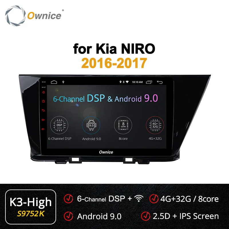 Ownice K1 K2 K3 Android 9,0 автомобильный dvd-радиоплеер для Kia Niro-Радио Стерео мультимедиа плеер gps навигация 4G LTE