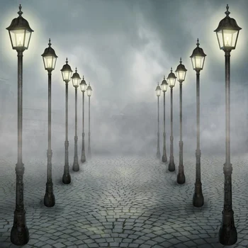 

Laeacco Street Lamp Lantern Old Stone Way Night Scenic Baby Child Photographic Background Photo Backdrops Photocall Photo Studio