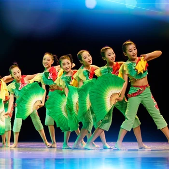

Chinese Style Dance Costume Lotus Leaf Dance Costume Performance Children's Costume Collective Stage Performance Costume