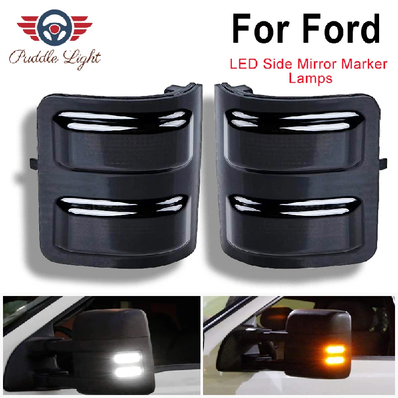 

Dual-Color 2008-2016 F250 F350 F450 F550 Super Duty Smoked Switchback LED Side Mirror Marker Lights Running Signal Lights