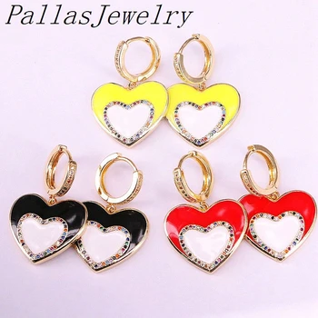 

5Pairs 2019 Hot New Jewelry Top Quality Jewelry CZ Earring Enamel Heart Earrings For Women Girl