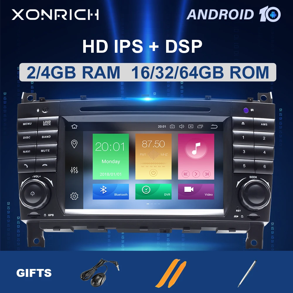 DSP 64G 2 Din Android 10 автомобильное радио DVD GPS для Mercedes/Benz W203 w222 W169 A160 C180 C200 C230 C240 CLK200