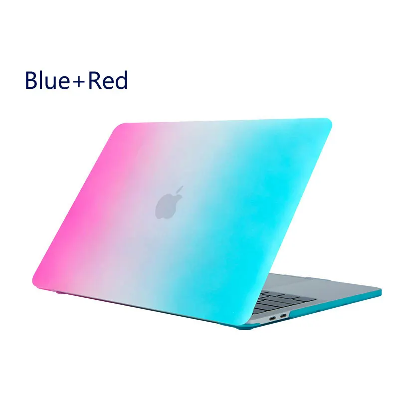 Матовый градиентный Радужный чехол для Apple MacBook Air Pro retina Air Pro 15 13 12 11 защитный чехол для ноутбука Mac Book 13,3 15,5 - Цвет: Blue and Red