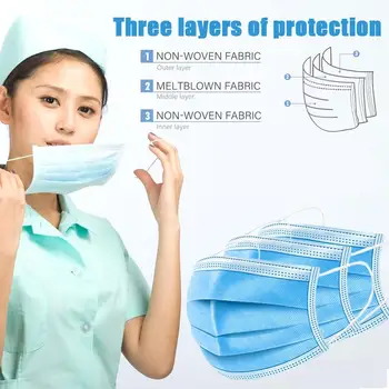 

50PCs Professional Sterilized Breathable Surgical Mask Earloop Face Mouth Masks 3 Layers Non Woven Disposable Medical Masks