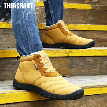 

THEAGRANT 2019 Winter Men Boots Winter Warm Work Man Shoes Platform Cold Weather Outdoor Fur Snow Boots Big Size 35-46 MBS2004