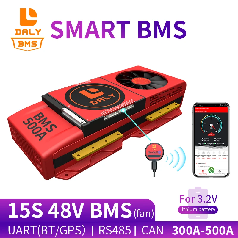 Смарт BMS 15S 48V 300A 400A 500A Bluetooth 485 для USB-устройства CAN NTC UART программное обеспечение