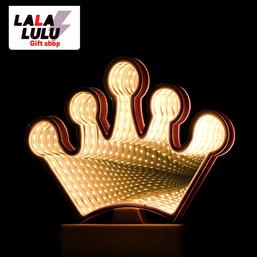 

3D Tunnel Crown lamp Light Children's USB Night Light toy baby LED Mirror Lighting For Kid Gifts Home Decoration