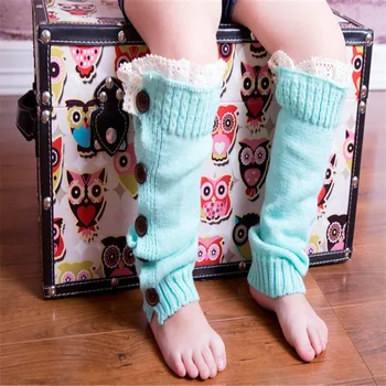 

Pudcoco High Quality Warm Kids Girls Socks Trendy Knitted Button Lace Leg Warmers Trim Boot Cuffs Socks