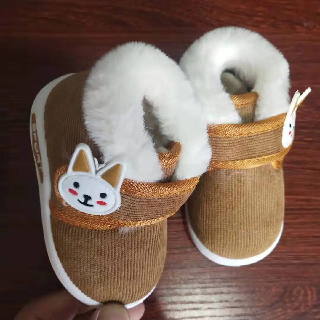 

Girls Winter Genuine Leather Snow Boots Korean-style plus Velvet Short Boots Man-made Diamond GIRL'S Casual Boots Brushed And Th