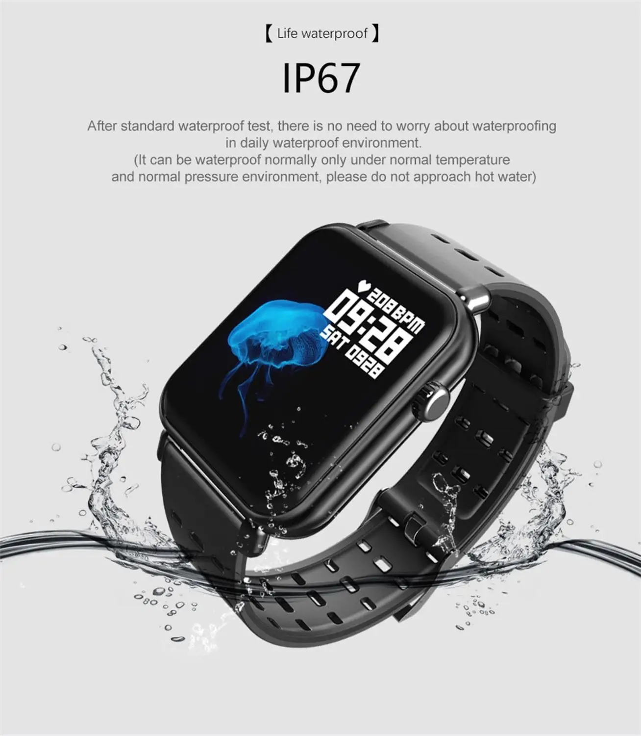 Умные часы водонепроницаемый Bluetooth монитор сердечного ритма мат для iOS Android Y6 Pro