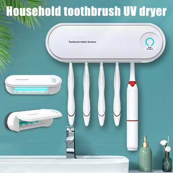 

Toothbrush Holder Rack with UVC Light Eliminator Lamp Ultraviolet Toothbrushes Dryer GQ