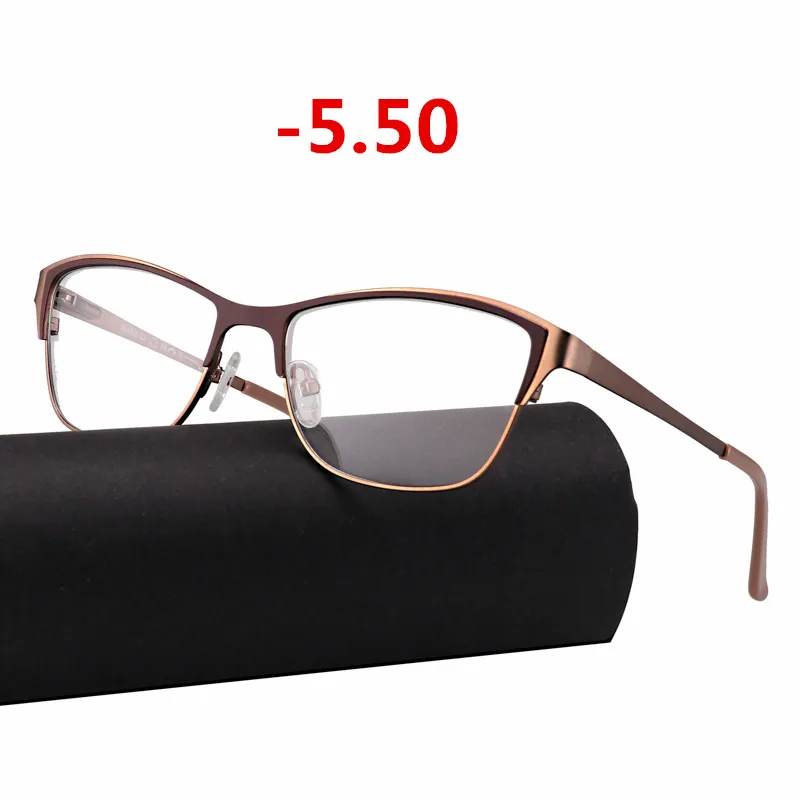 0-0,50-0,75-175-5,5-6 металлическая оправа фотохромные солнцезащитные очки Хамелеон линзы близорукость очки женские близорукие очки - Цвет оправы: -5.50