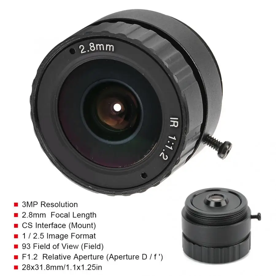 2,8 мм 3MP HD F1.2 1/2. 5 CS фиксированный объектив cctv для камеры