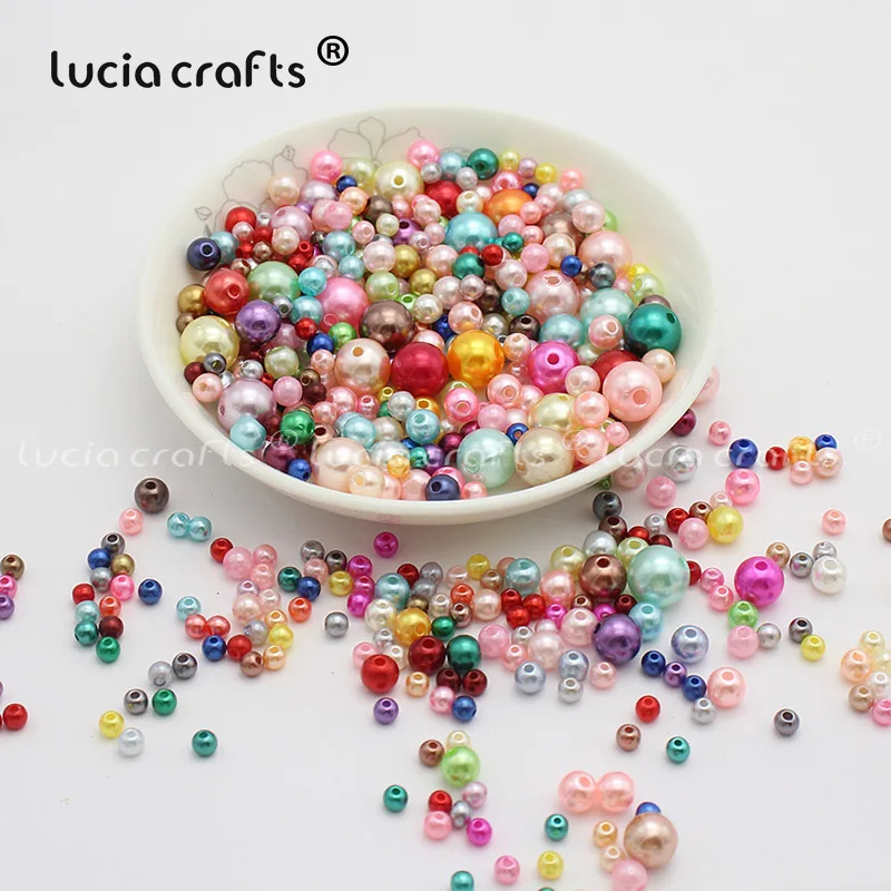 Lucia crafts 4/5/6/8/10 мм, АБС-пластиковый круглый искусственный жемчуг Свободные бусы с отверстием, DIY аксессуары 50 г/лот, около 500 шт. E0809