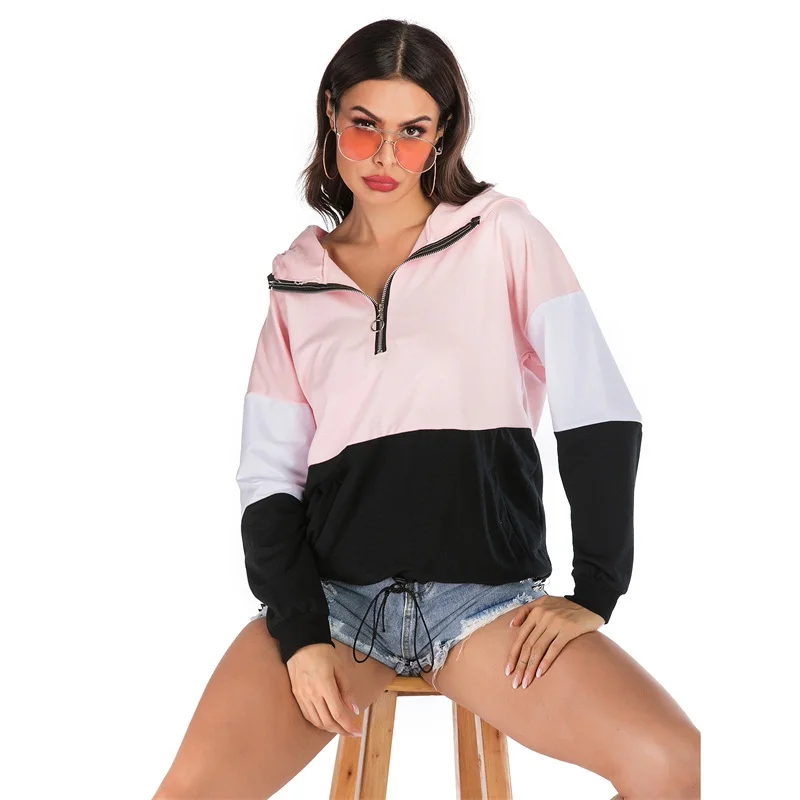 

Fashion Pink Tops Hoodies Sweatshirt Pullover Women Autumn Winter Hooded Hoodie Girl Thin Sweatshirts With Pocket Coat Tops