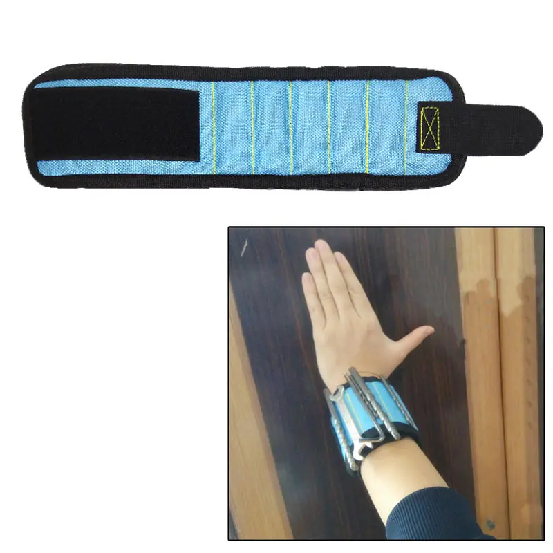 5magnets light blue Магнитный Набор портативный инструмент для хранения браслет магнитный браслет инструмент 3/5 магниты саморезы сверла сумка для электрика - Цвет: 5magnets light blue