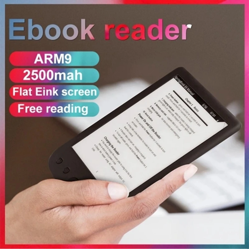BK 6025 6 Inch E Book Reader 800x600 Resolution E Ink Sn Glare Free with USB Cable PU Cover Built In Light 4GB Memory Storag