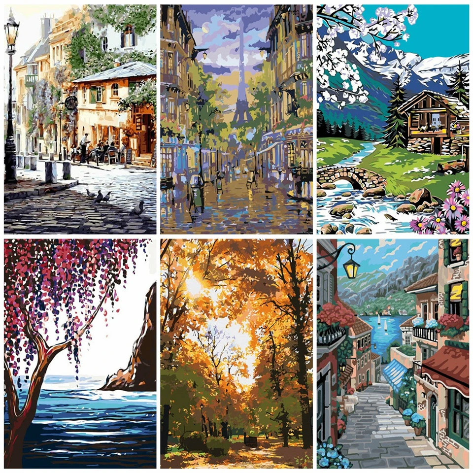 AZQSD Adult Paint By Numbers DIY Landscape Acrylic Paint Handpainted