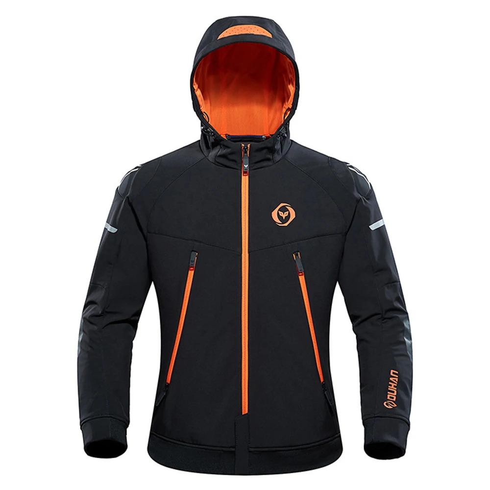 DUHAN Motorcycle Jacket Men Hooded Moto Jacket Winter USB Infrared Heating Jacket Moto Electric Thermal Motorbike Riding Jacket