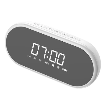 

Portable Bluetooth Speaker with Alarm Clock Wireless Loudspeaker Music Surround Loud Speaker for Phone Pc Computer(White)