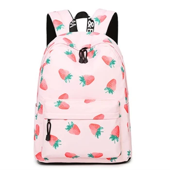 

Women Waterproof Backpacks Fruit Strawberry Printing Large School Bags for Girls Bag Rucksack School Backpack Medium