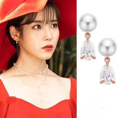 

DEL LUNA Hotel IU Korean dramas crystal TV Eardrop Elegant For Women Earrings pendientes brincos ornament